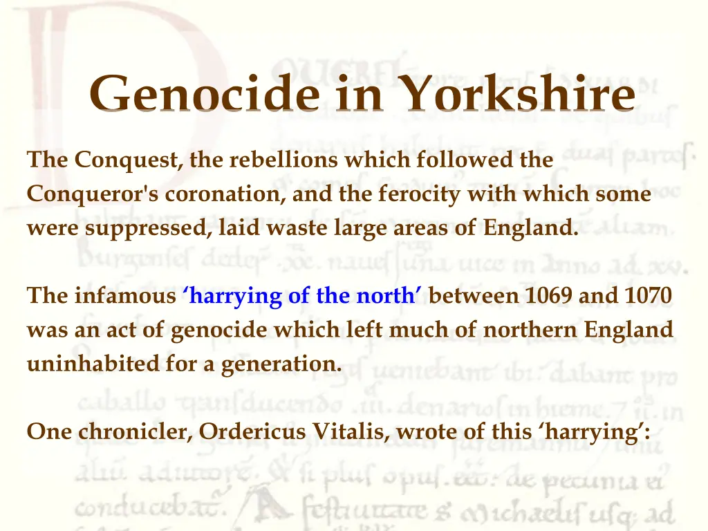 genocide in yorkshire
