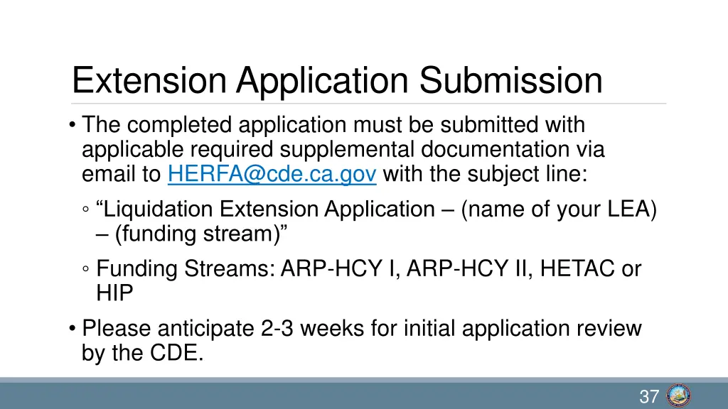 extension application submission the completed