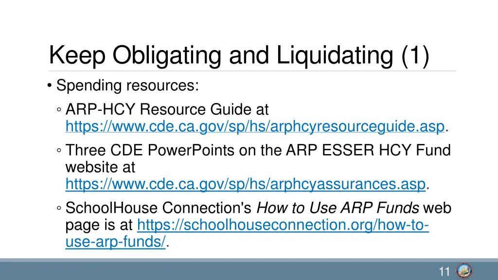 keep obligating and liquidating 1 spending