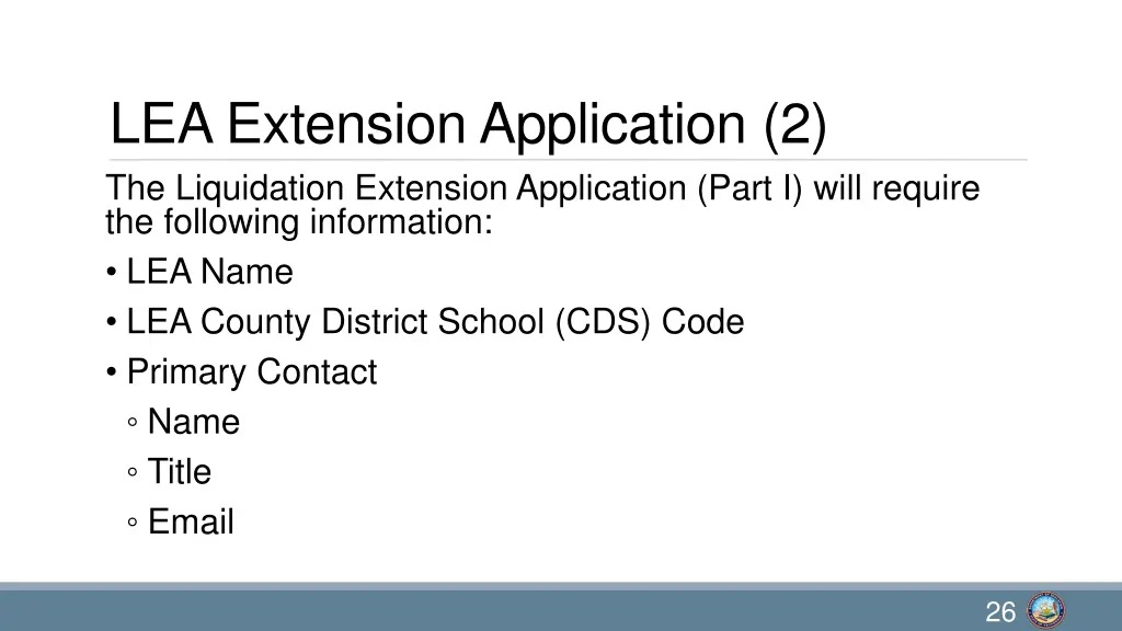 lea extension application 2 the liquidation