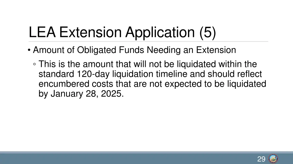 lea extension application 5 amount of obligated