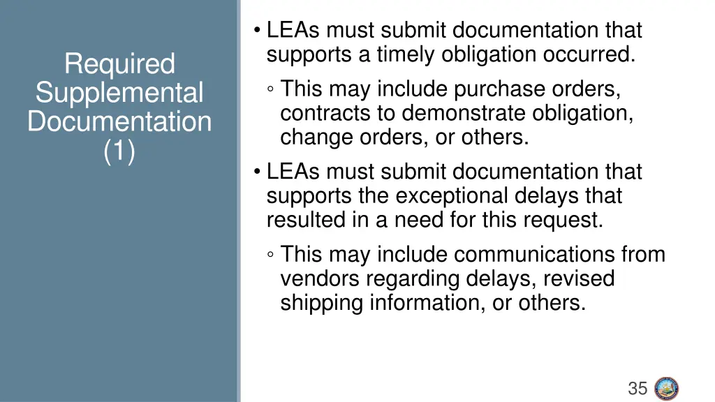 leas must submit documentation that supports