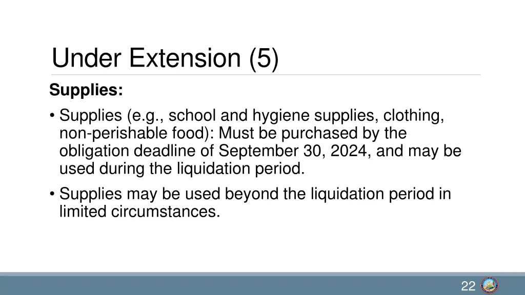 under extension 5 supplies supplies e g school