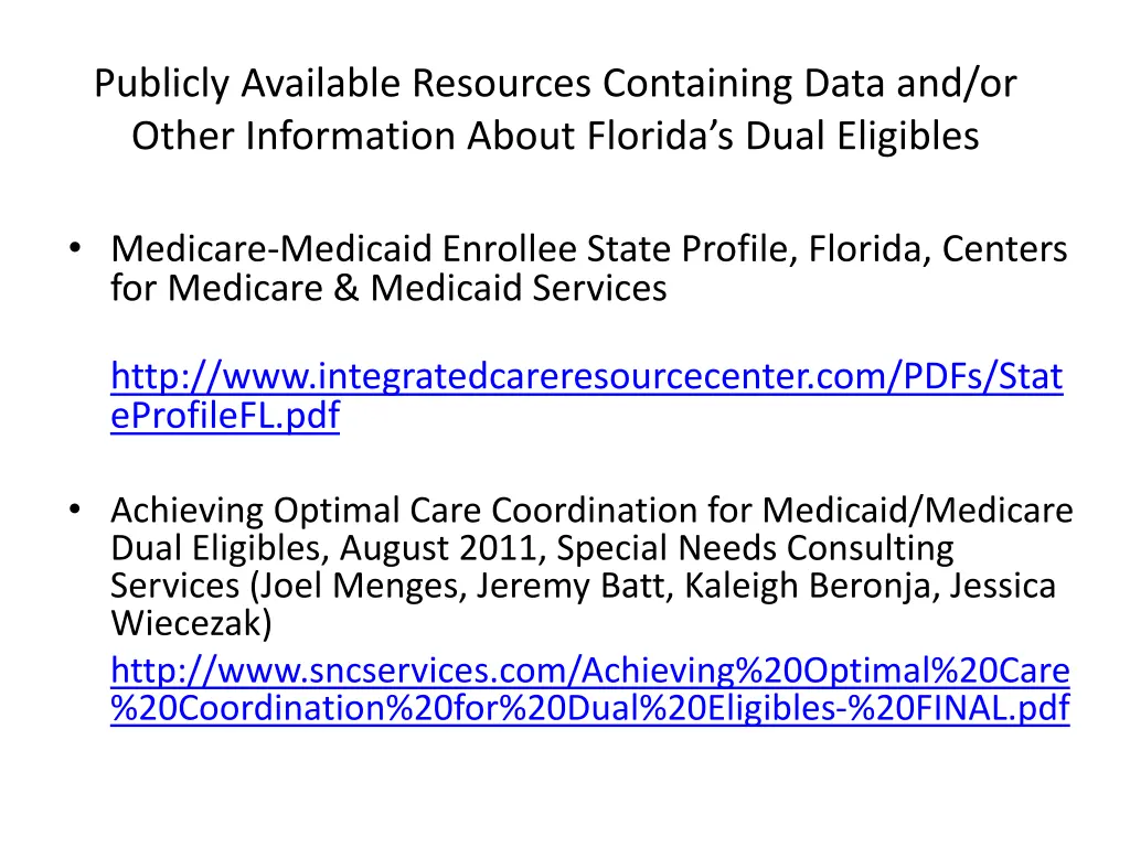 publicly available resources containing data