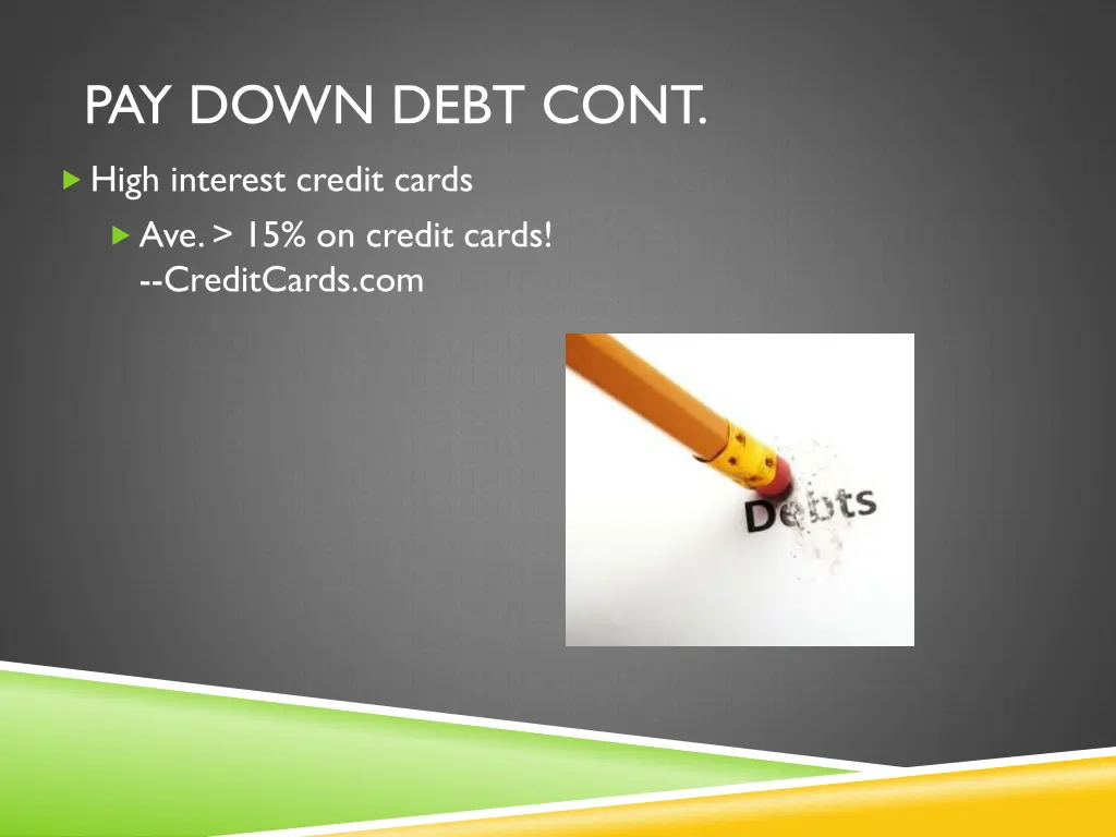 pay down debt cont