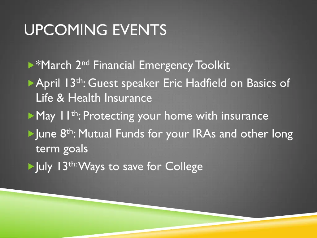 upcoming events