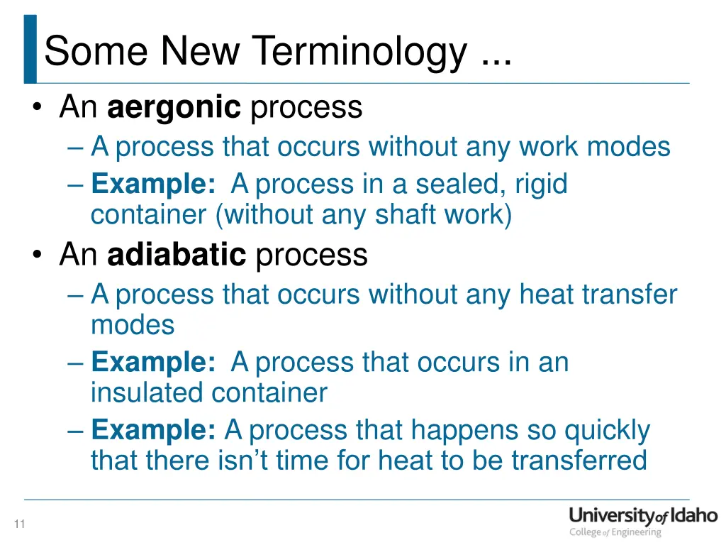 some new terminology an aergonic process