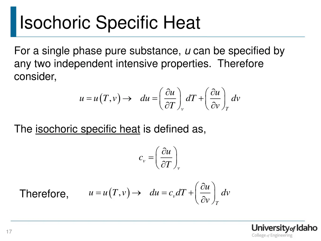 isochoric specific heat