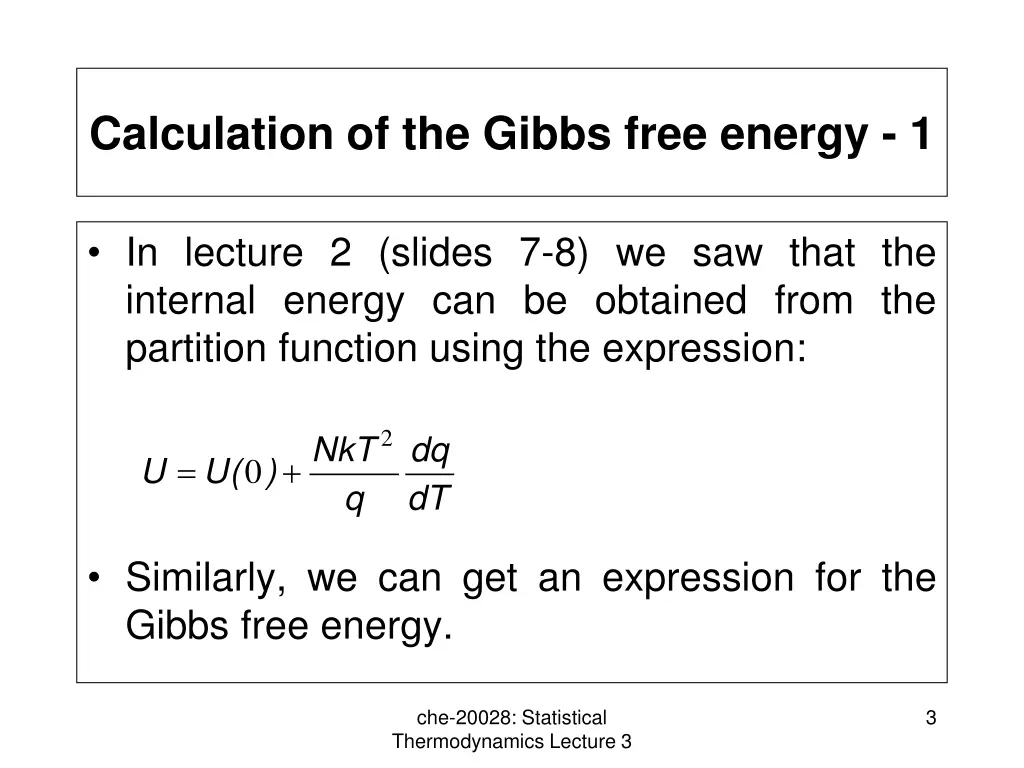 calculation of the gibbs free energy 1