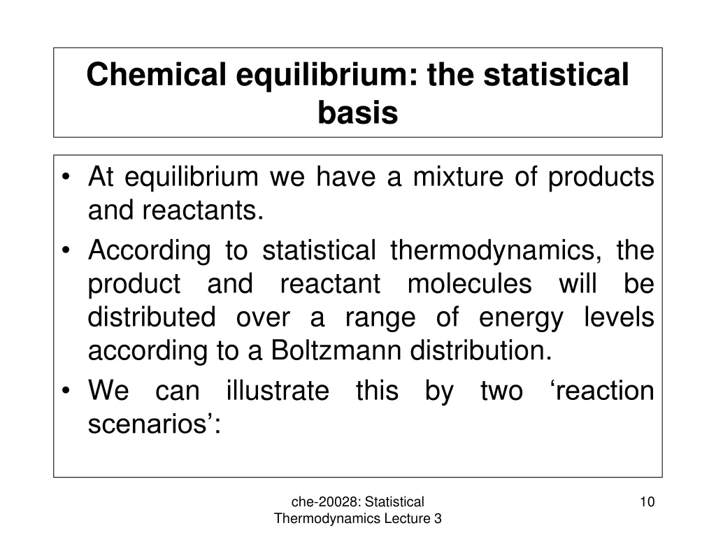 chemical equilibrium the statistical basis
