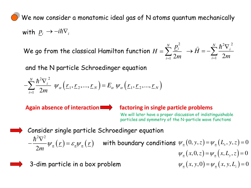 we now consider a monatomic ideal gas of n atoms