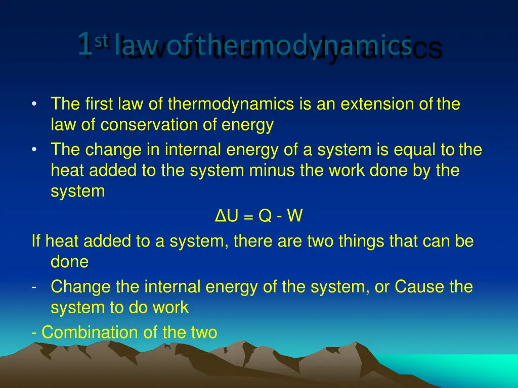 1 st law of thermodynamics
