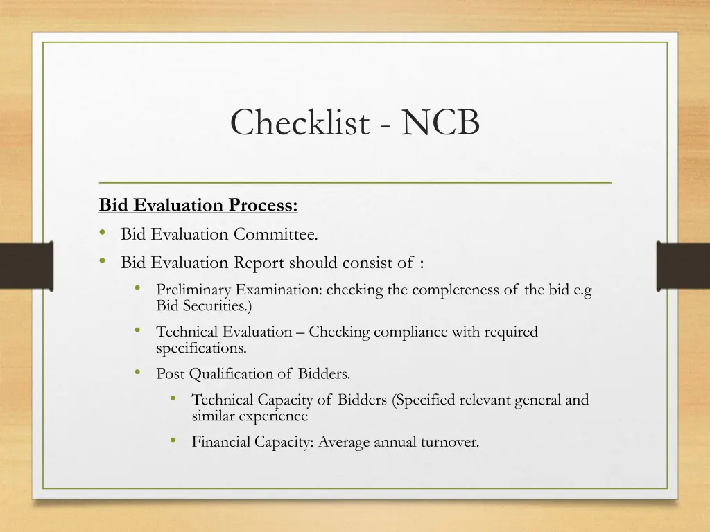 checklist ncb
