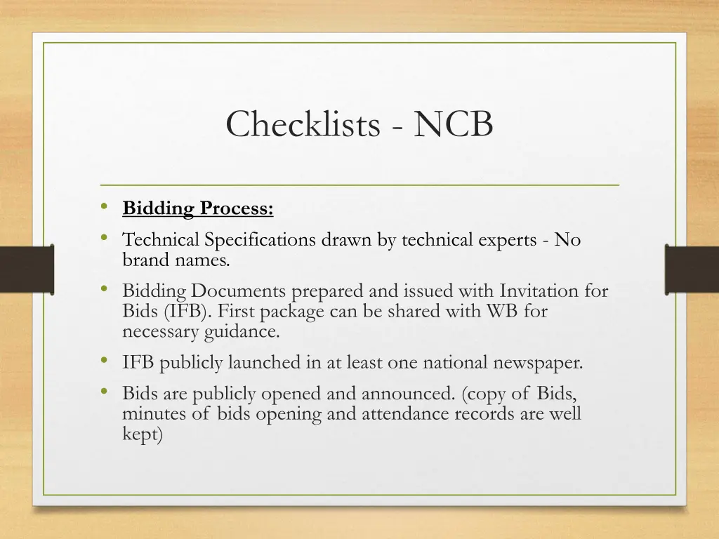 checklists ncb
