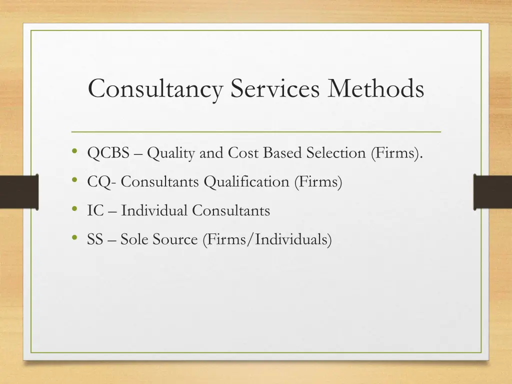 consultancy services methods