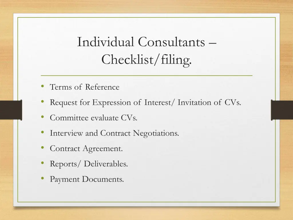 individual consultants checklist filing