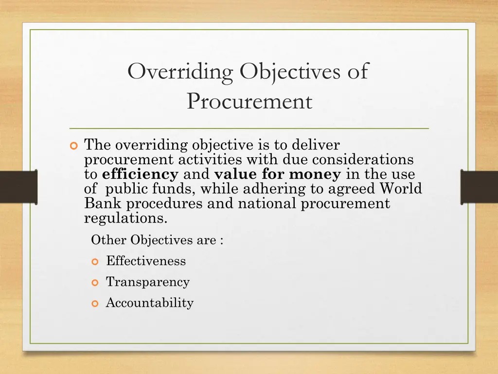 overriding objectives of procurement