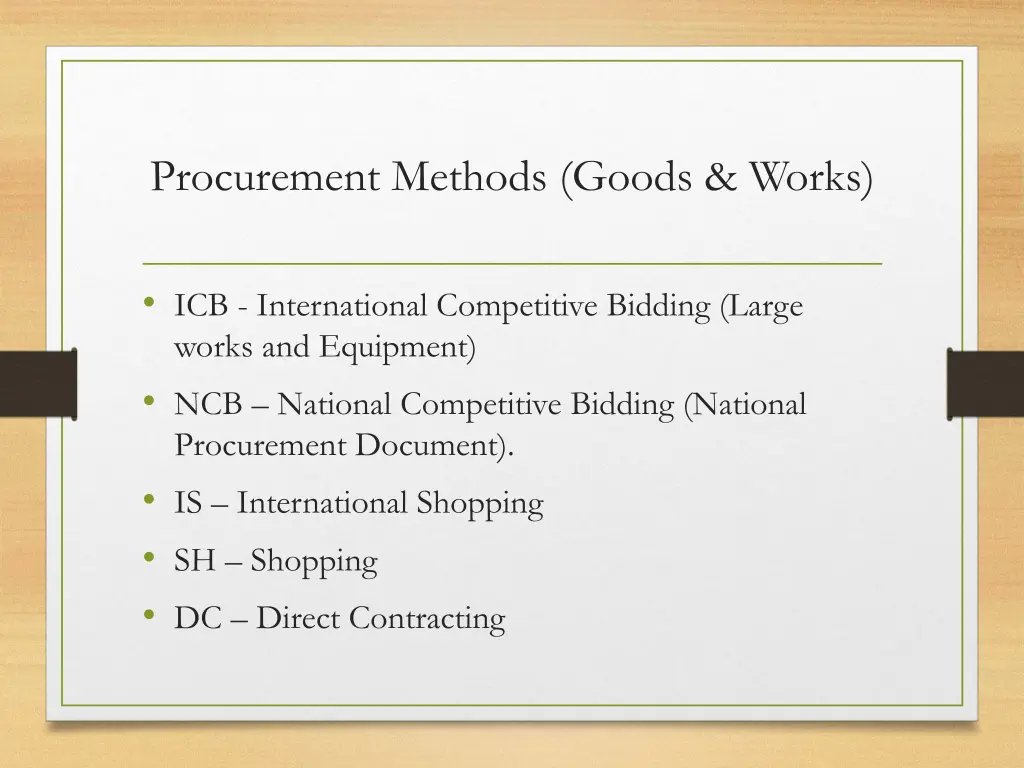 procurement methods goods works