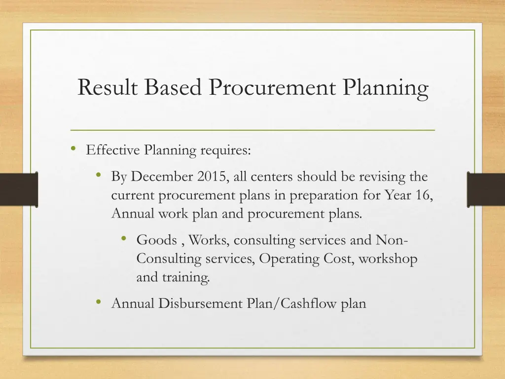 result based procurement planning
