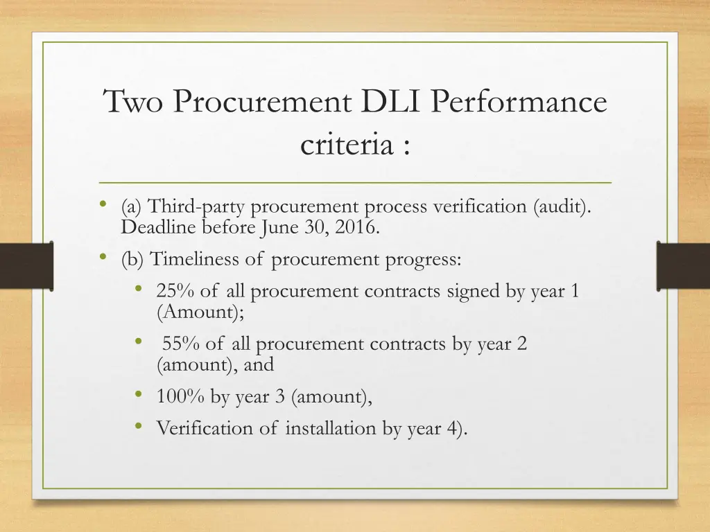 two procurement dli performance criteria