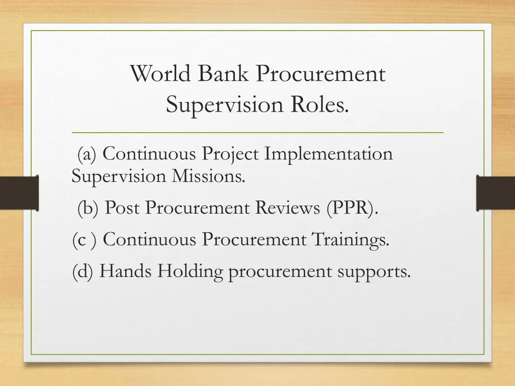 world bank procurement supervision roles