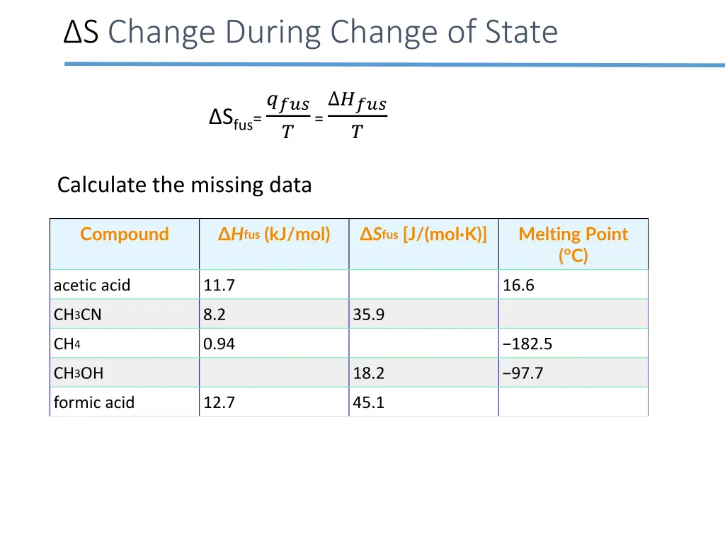 s change during change of state