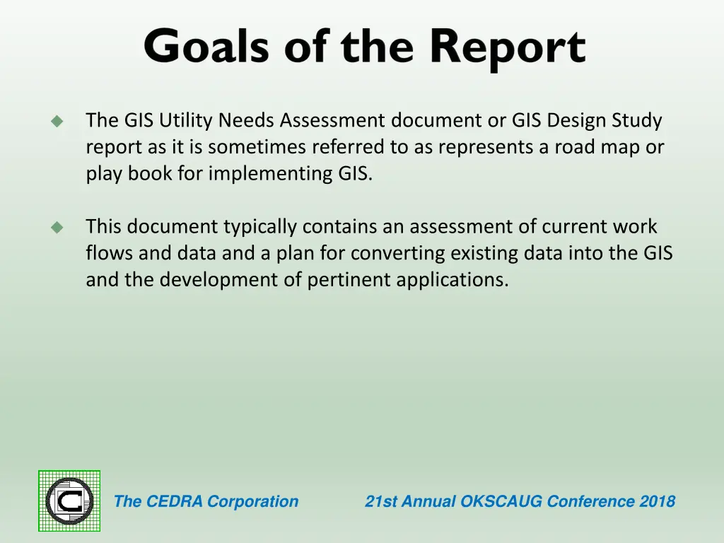 the gis utility needs assessment document
