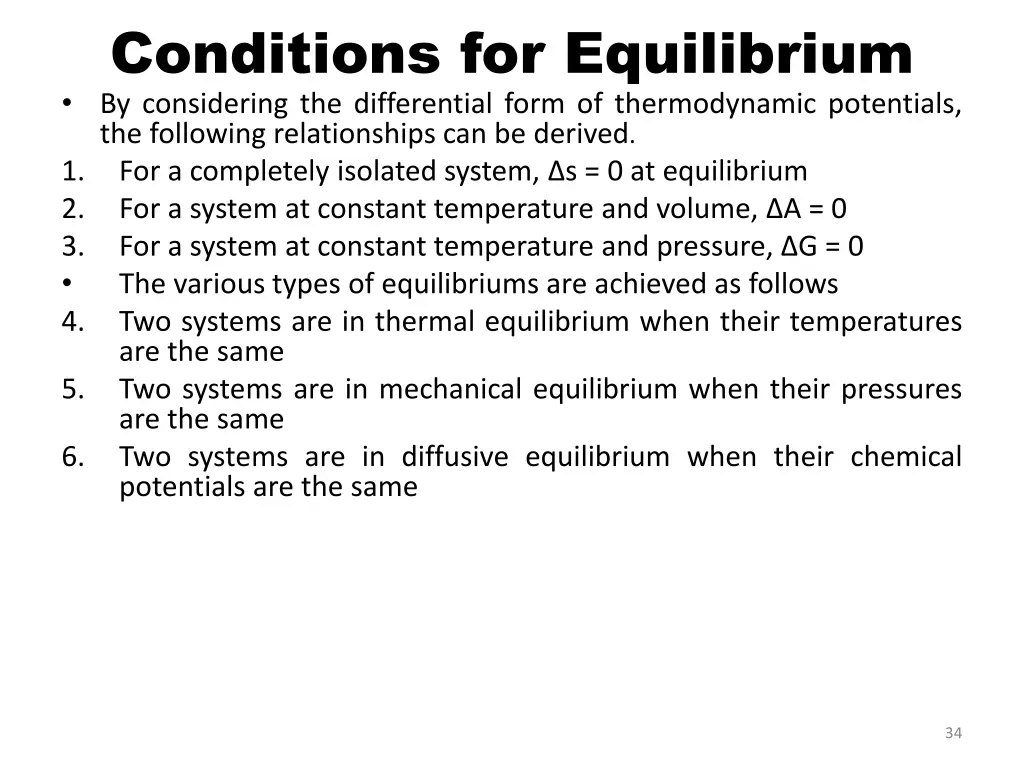 conditions for equilibrium by considering