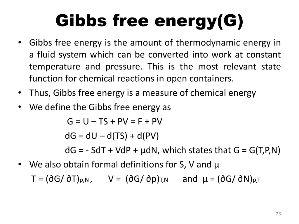 gibbs free energy g