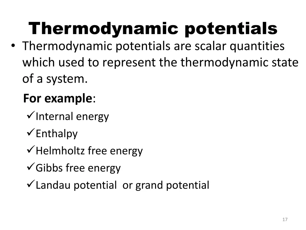 thermodynamic potentials thermodynamic potentials