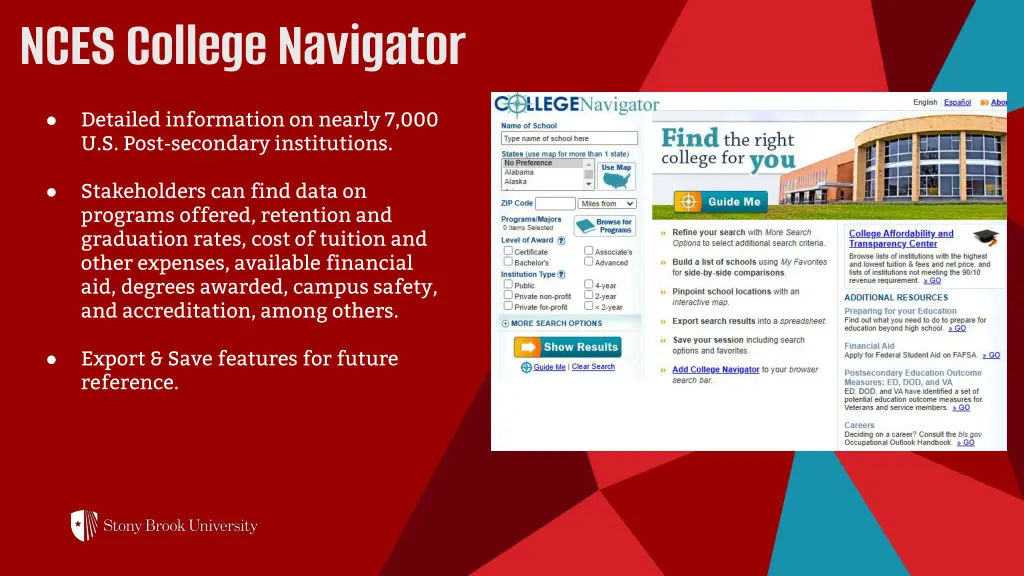 nces college navigator