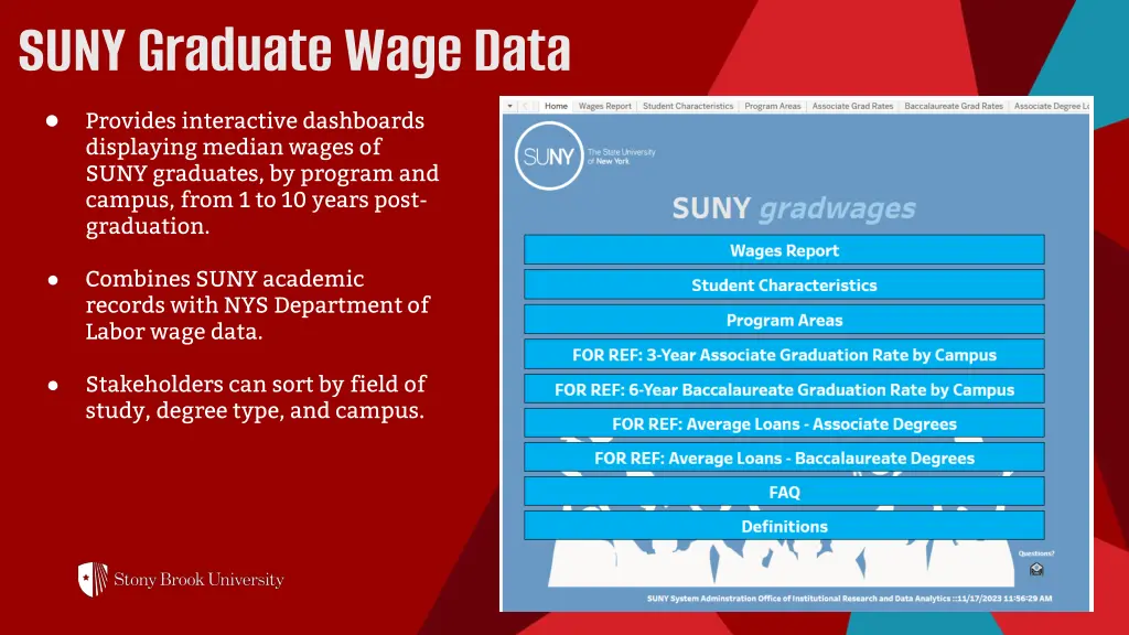suny graduate wage data