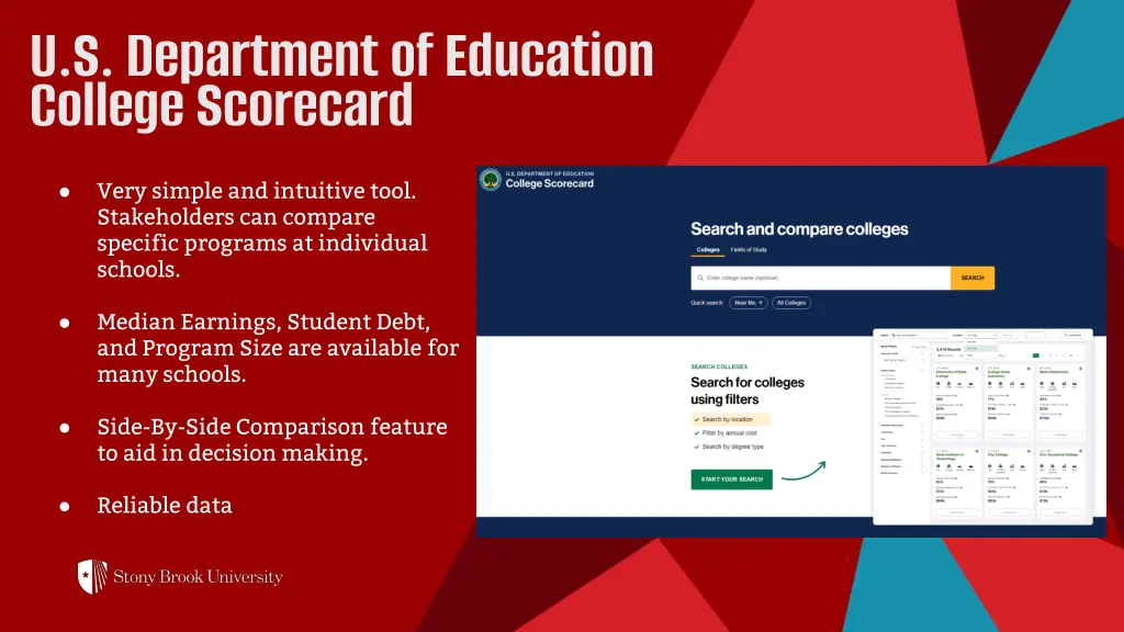 u s department of education college scorecard