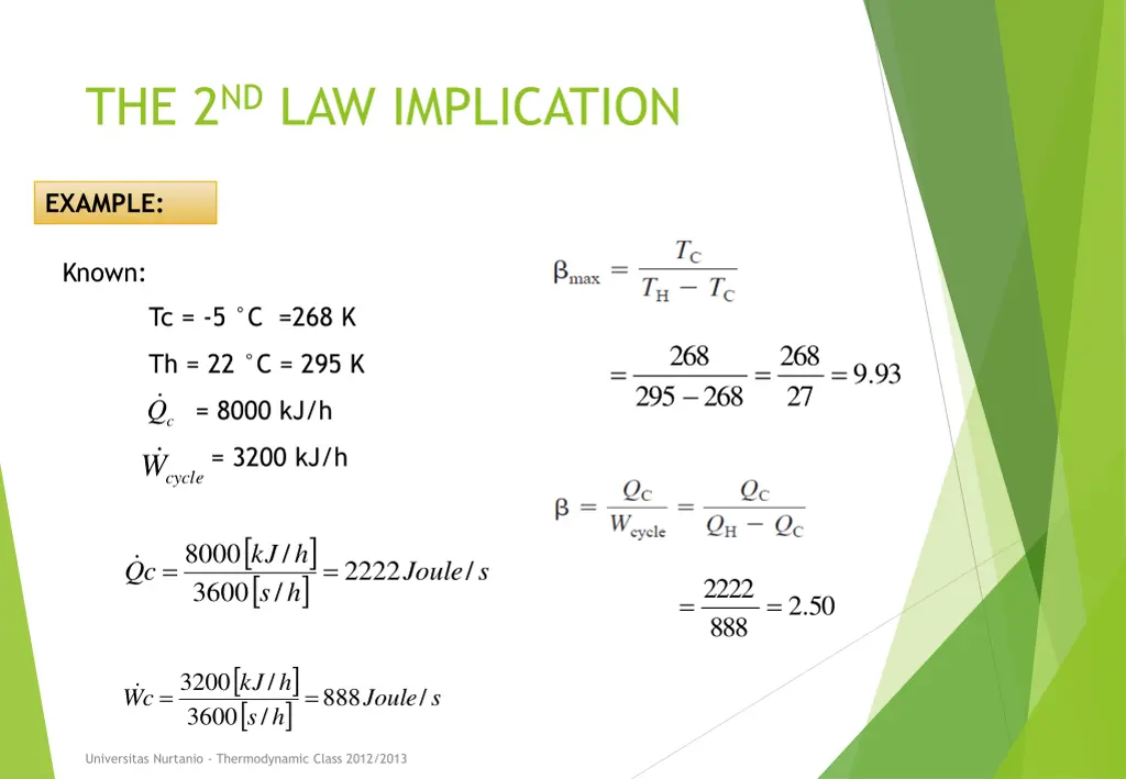 the 2 nd law implication 5