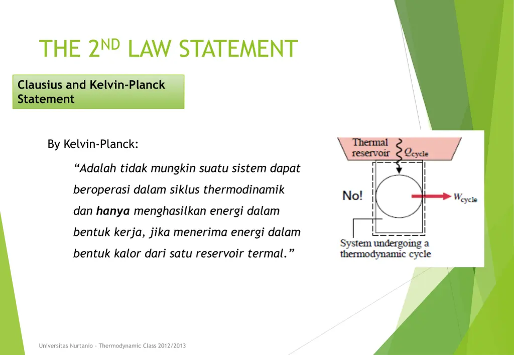 the 2 nd law statement 1