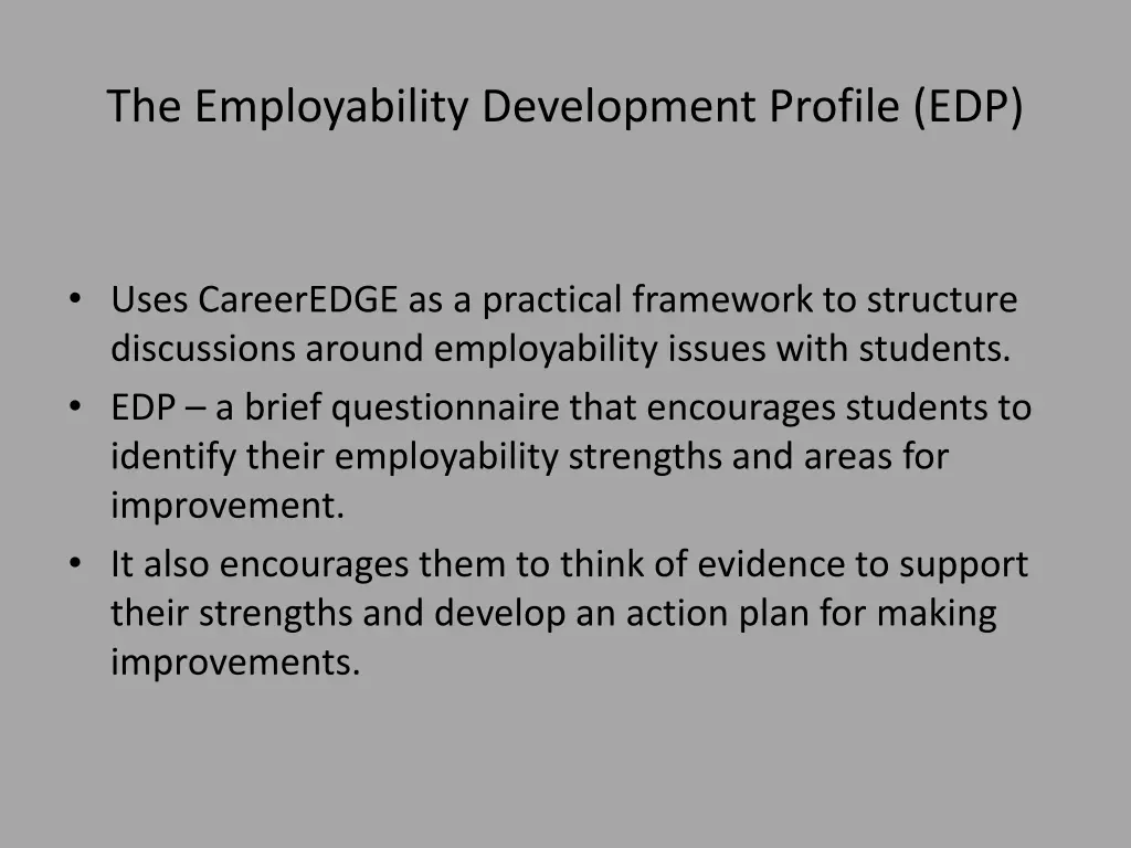 the employability development profile edp