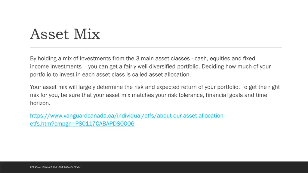 asset mix