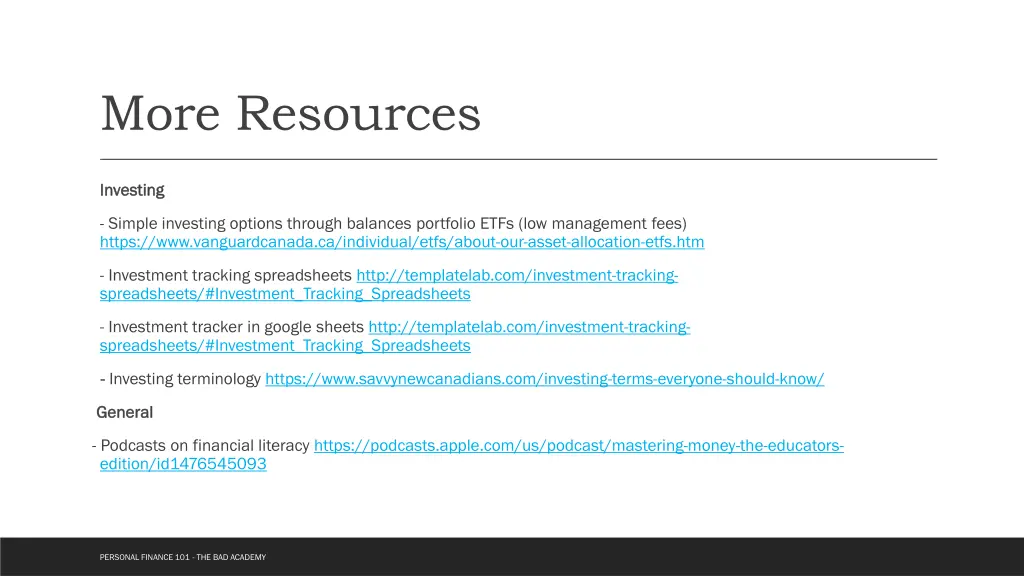 more resources