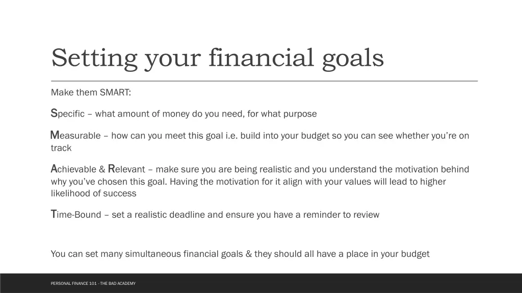 setting your financial goals