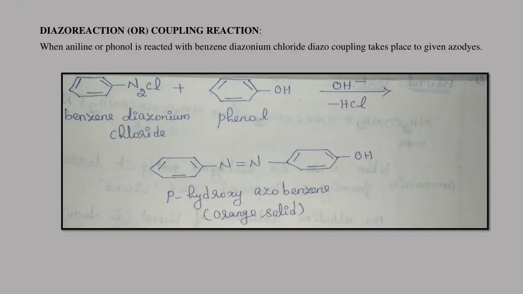 diazoreaction or coupling reaction