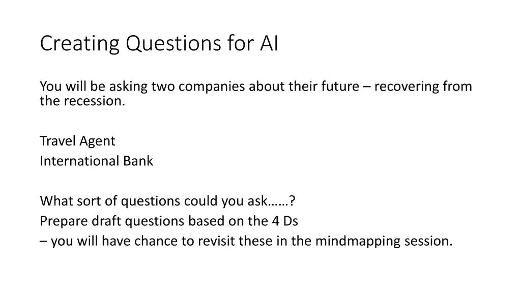 creating questions for ai