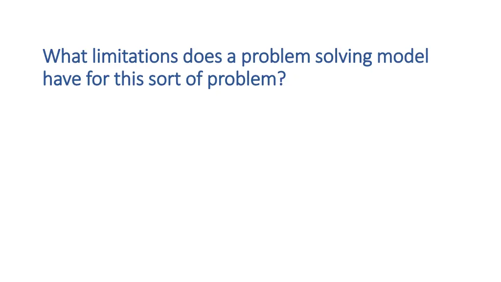 what limitations does a problem solving model