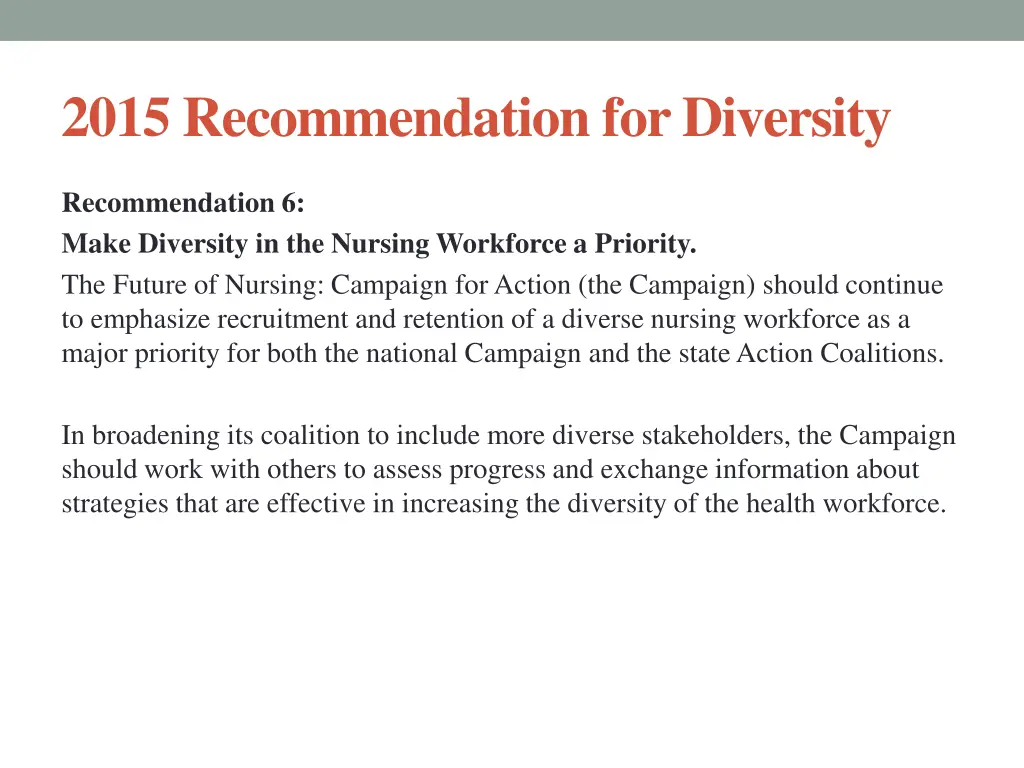 2015 recommendation for diversity
