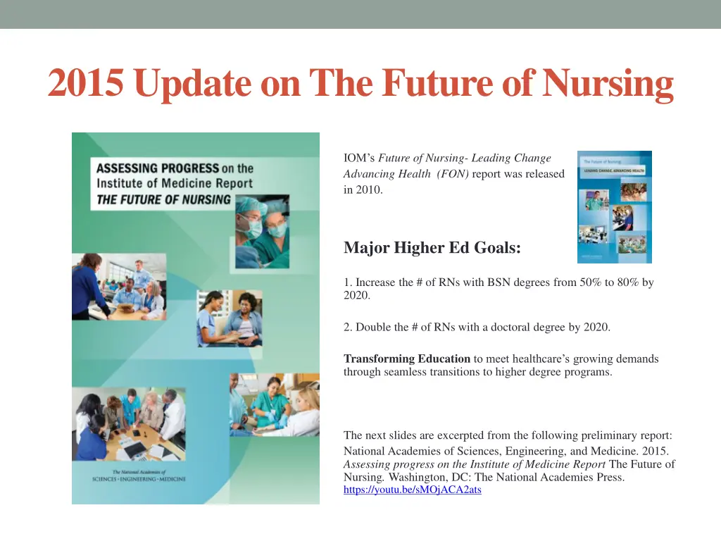 2015 update on the future of nursing