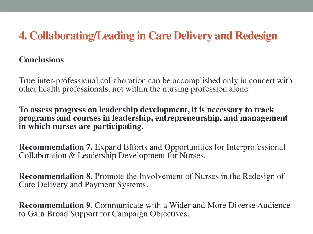 4 collaborating leading in care delivery