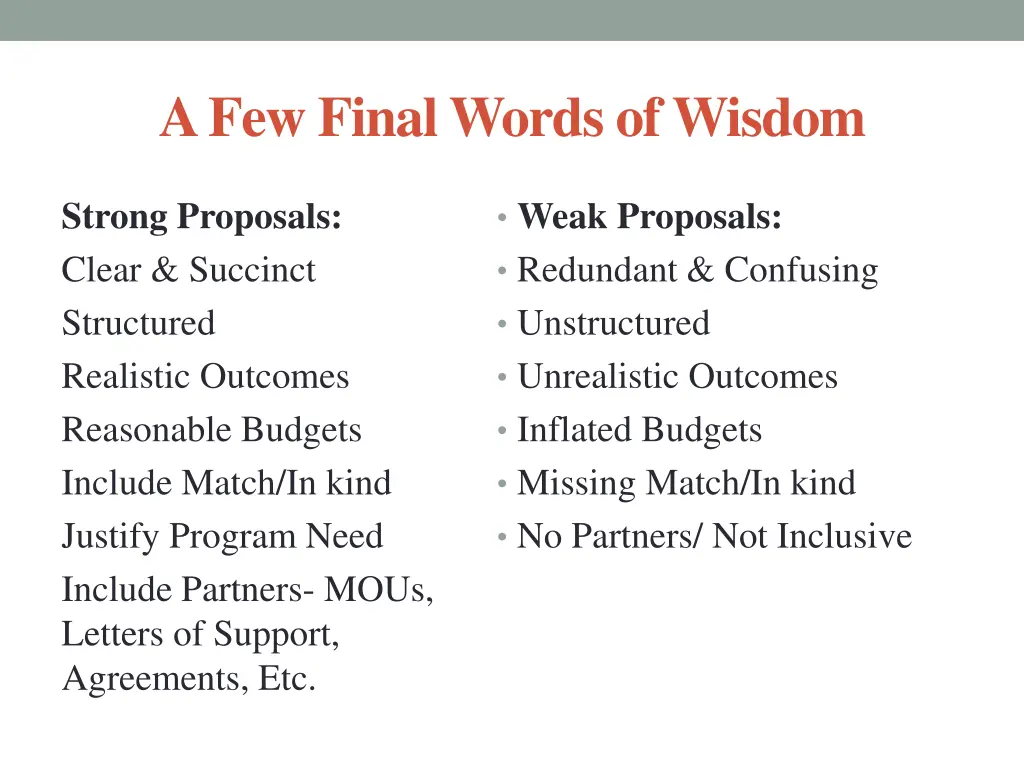 a few final words of wisdom