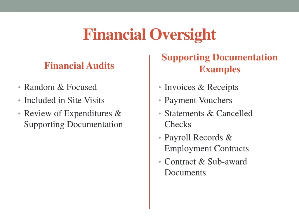 financial oversight
