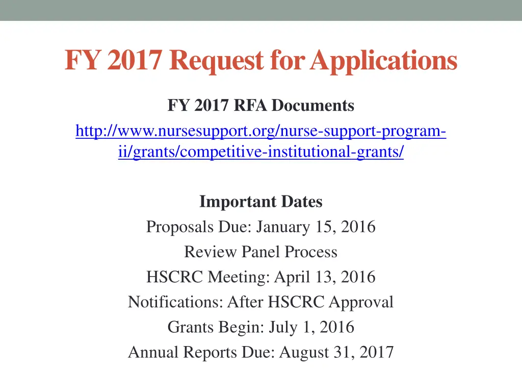 fy 2017 request for applications