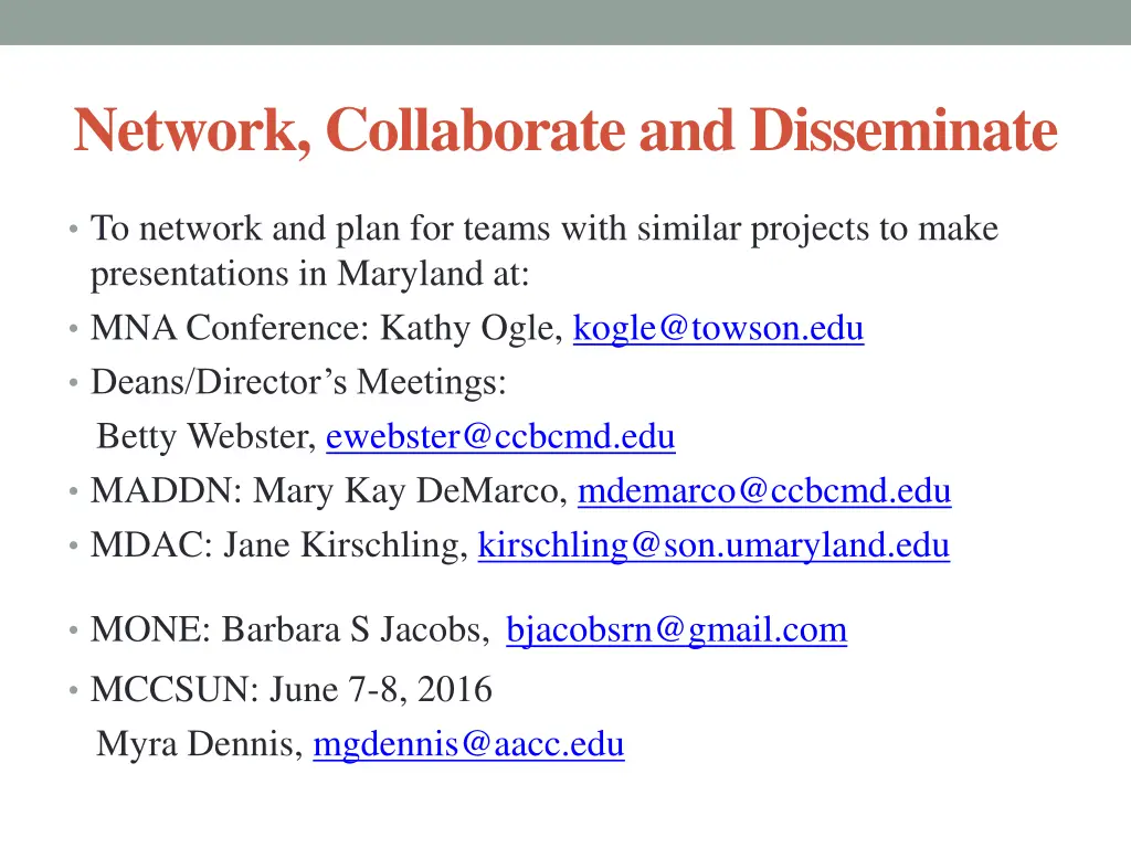 network collaborate and disseminate