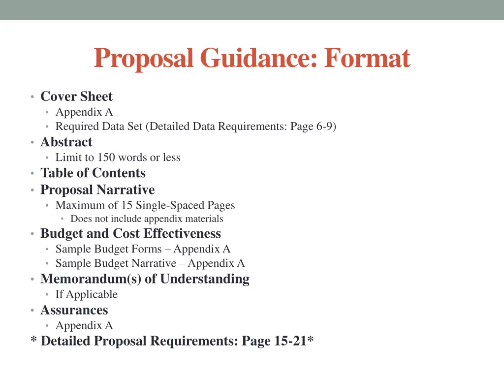 proposal guidance format